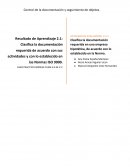 Clasifica la documentación requerida en una empresa hipotética, de acuerdo con lo establecido en la Norma