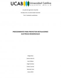 PROCEDIMIENTO PARA PROYECTAR INSTALACIONES ELECTRICAS RESIDENCIALES. Página 1