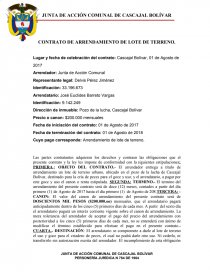 CONTRATO DE ARRENDAMIENTO DE LOTE DE TERRENO. Página 1