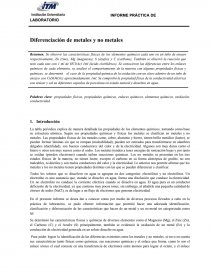 Diferenciación de metales y no metales. Página 1