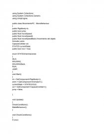 Codigo SCRIP C# movimiento y animacion de personaje. Página 1