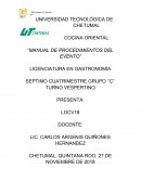 COCINA ORIENTAL “MANUAL DE PROCEDIMIENTOS DEL EVENTO”