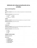 Definición de la Operacionalización de las variables