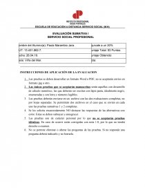 EVALUACIÓN SUMATIVA I SERVICIO SOCIAL PROFESIONAL. Página 1
