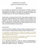 PROGRAMA DE CLAUSURA FIN DE CICLO ESCOLAR 2017-2018