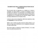 DOCUMENTO GUÍA PARA LA PRESENTACIÓN DE PROYECTOS DE INVESTIGACIÓN