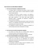 POLITICAS DE LOS RECURSOS HUMANOS
