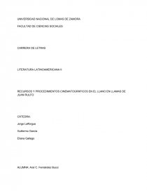 RECURSOS Y PROCEDIMIENTOS CINEMATOGRÁFICOS EN EL LLANO EN LLAMAS DE JUAN RULFO. Página 1
