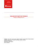 ANALISIS DE PUESTO DE TRABAJO. TRABAJO ADMINISTRATIVO