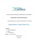 Manual de Organización y Manual de Procedimientos de la empresa Importadora Todo Fiesta S.A