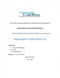 Manual de Organización y Manual de Procedimientos de la empresa Importadora Todo Fiesta S.A. Página 1