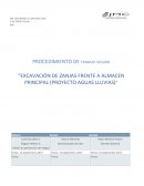 Excavación de zanjas frente a almacen principal