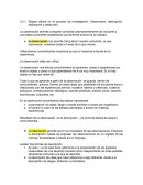 Etapas claves en el proceso de investigación: Observación, descripción, explicación y predicción