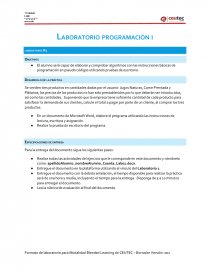 Laboratorio programación i laboratorio #1. Página 1