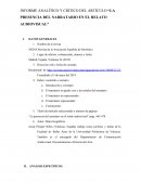 INFORME ANALÍTICO Y CRÍTICO DEL ARTÍCULO “LA PRESENCIA DEL NARRATARIO EN EL RELATO AUDIOVISUAL"