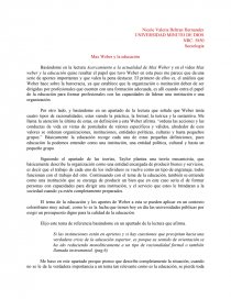 Max weber y la educación. Página 1