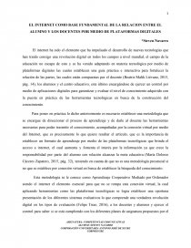EL INTERNET COMO BASE FUNDAMENTAL DE LA RELACION ENTRE EL ALUMNO Y LOS DOCENTES POR MEDIO DE PLATAFORMAS DIGITALES. Página 1