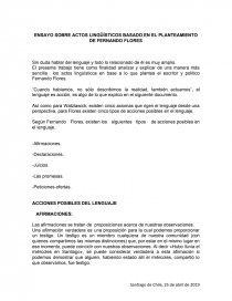 ENSAYO SOBRE ACTOS LINGÜÍSTICOS BASADO EN EL PLANTEAMIENTO DE FERNANDO FLORES. Página 1