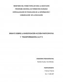 ENSAYO SOBRE LA INVESTIGACIÓN ACCIÓN PARTICIPATIVA Y TRANSFORMADORA (I.A.P.T)