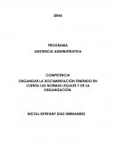 ORGANIZAR LA DOCUMENTACIÓN TENIENDO EN CUENTA LAS NORMAS LEGALES Y DE LA ORGANIZACIÓN