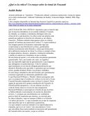 Crítica y autocrítica. ¿Qué es la crítica? Un ensayo sobre la virtud de Foucault