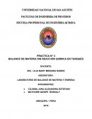 PRACTICA N° 3 BALANCE DE MATERIA SIN REACCIÓN QUÍMICA EN TANQUES