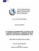 LA CADENA DE SUMINISTROS Y SU EFECTO EN LA PRODUCTIVIDAD DE LA EMPRESA QUANTA PERÚ S.A. SAN JUAN DE LURIGANCHO - 2019