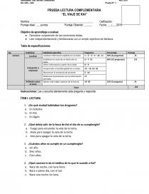 PRUEBA LECTURA COMPLEMENTARIA “EL VIAJE DE KAI”. Página 1