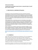 ARTICULOS DE OPINION. ¿Cuáles serán las principales causas de tener un desarrollo bajo en el país?
