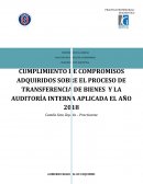 INFORME DE PRÁCTICA II CUMPLIMIENTO DE COMPROMISOS ADQUIRIDOS SOBRE EL PROCESO DE TRANSFERENCIA DE BIENES Y LA AUDITORÍA INTERNA APLICADA EL AÑO 2018