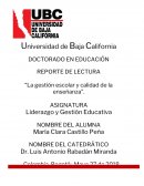 La gestión escolar y calidad de la enseñanza