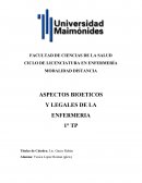 MODALIDAD DISTANCIA ASPECTOS BIOETICOS Y LEGALES DE LA ENFERMERIA