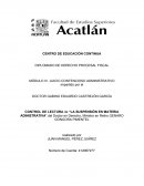 CONTROL DE LECTURA de “LA SUSPENSIÓN EN MATERIA ADMINISTRATIVA” del Doctor en Derecho, Ministro en Retiro GENARO GÓNGORA PIMENTEL
