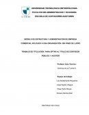 MODELO DE ESTRUCTURA Y ADMINISTRACIÓN DE EMPRESA COMERCIAL APLICADO A UNA ORGANIZACIÓN SIN FINES DE LUCRO