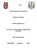 Lectura de Thomas Hobbes “Materialismo Cientifico”