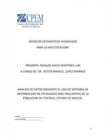 MODELOS ESTADISTICOS AVANZADOS PARA LA INVESTIGACION. Página 1