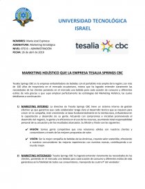 MARKETING HOLÍSTICO QUE LA EMPRESA TESALIA SPRINGS CBC. Página 1