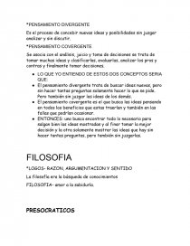 Filosofía. PENSAMIENTO DIVERGENTE. Página 1