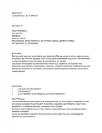 PROYECTO “CUIDADO DE LAS PLANTAS “. Página 1