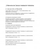 Memoria de Calculo Instalación hidráulica