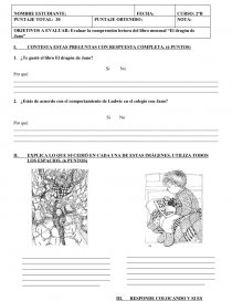 Evaluar la comprensión lectora del libro mensual “El dragón de Jano”. Página 1