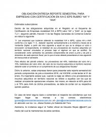OBLIGACIÓN ENTREGA REPORTE SEMESTRAL PARA EMPRESAS CON CERTIFICACIÓN EN IVA E IEPS RUBRO “AA Y “AAA”. Página 1