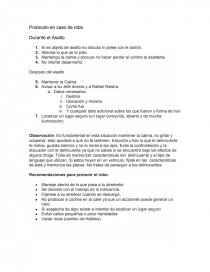 Protocolo en caso de robo. Página 1