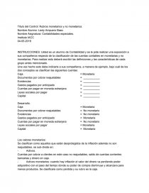 Rubros monetarios y no monetrios. Página 1