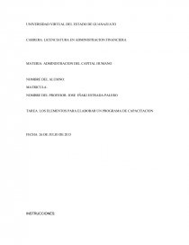 LOS ELEMENTOS PARA ELABORAR UN PROGRAMA DE CAPACITACION. Página 1