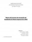 Mejora del proceso de Inscripción de Estudiantes de Nuevo Ingreso de la UNET