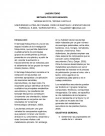 LABORATORIO METABOLITOS SECUNDARIOS. Página 1