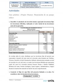 Caso práctico: «Project Finance: Financiación de un parque eólico». Página 1