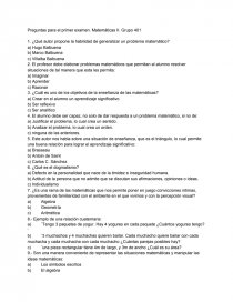 Preguntas para el primer examen. Matemáticas II. Grupo 401. Página 1
