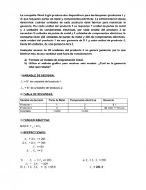Programacion lineal La compañía Word Light. Página 1
